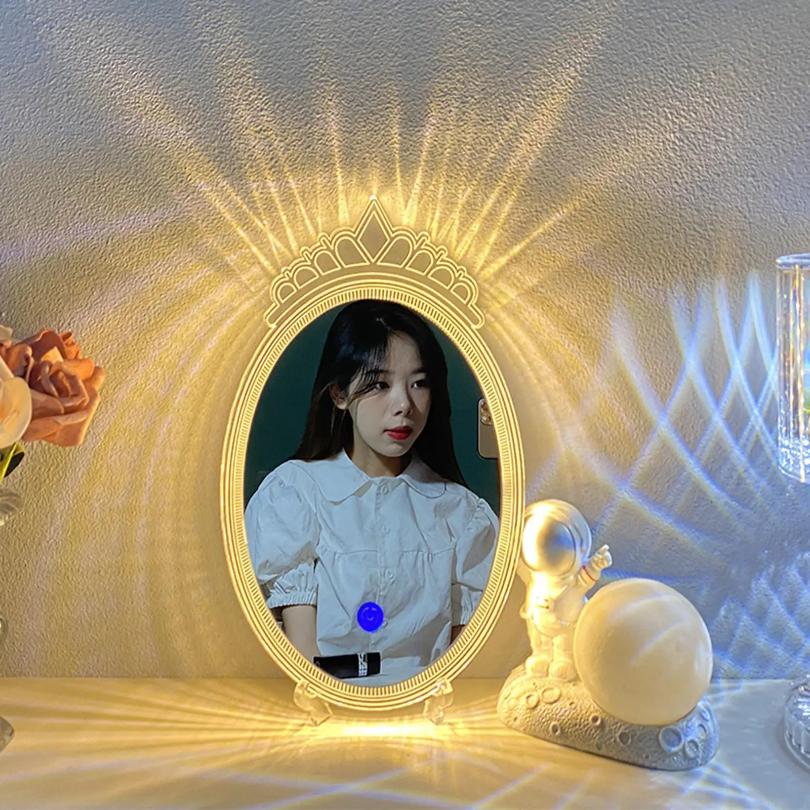 

Makeup Vanity Lights USB 3 or Infinite Monotone Light Dimmable Cosmetic Mirror with Mirror