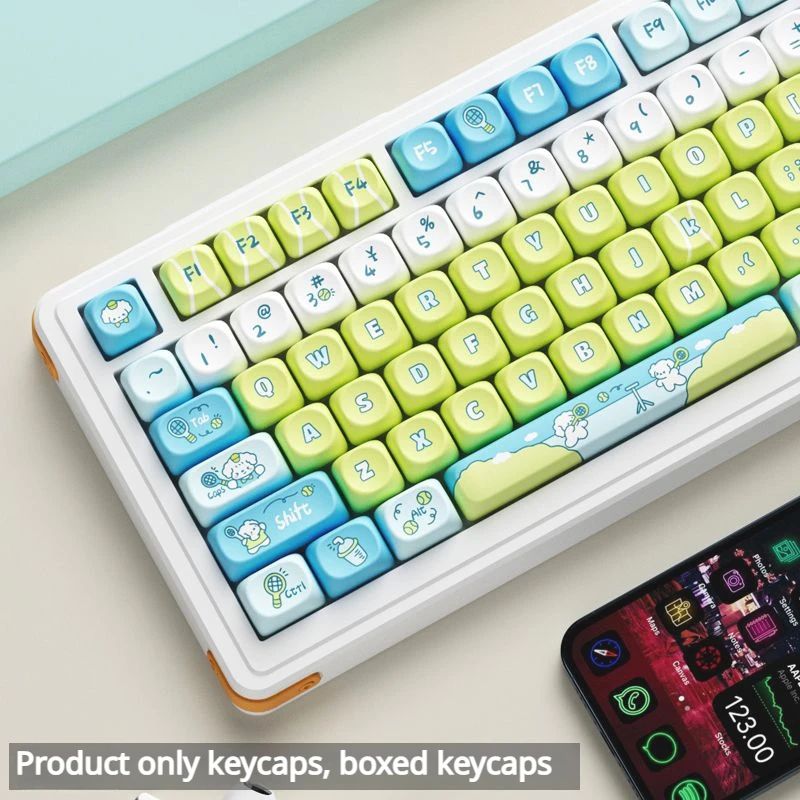 Puppy Tennis Keycaps 129 Keys MOA Profile PBT Square KeyCap Dye Sublimation Mechanical Keyboard Key Cap Keyboards Accessorie