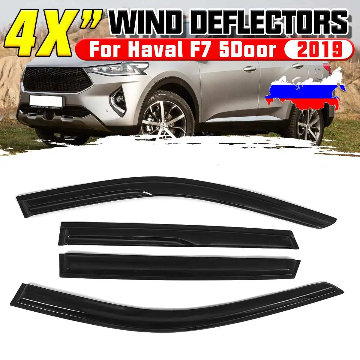 

F7 Car Side Window Deflector Tinted Window Visor Vent For GWM Great Wall Haval Hover F7 5D 2019-2022 Wind Shields Sun Rain Guard