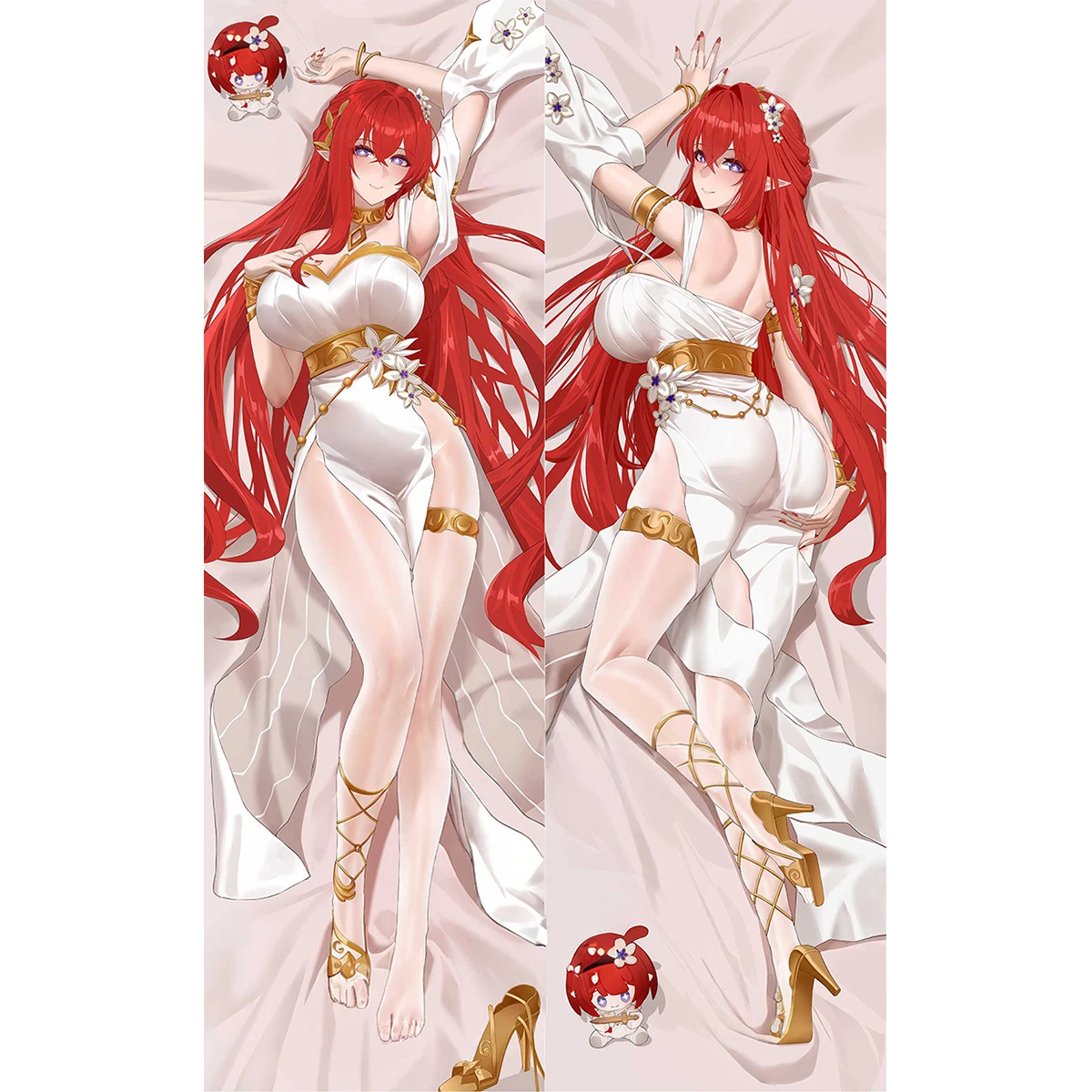 

Tribios Large Dakimakura Cover Anime Red Hair Long Life Size Equal Body Pillow Case Customized Printed Waifu Gift