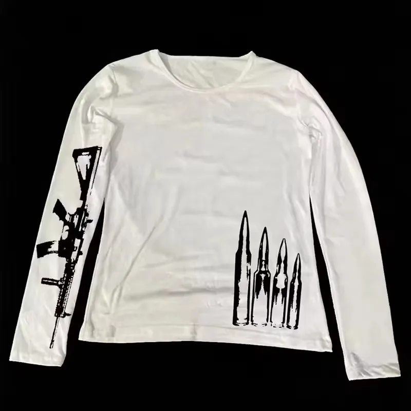 American style Y2K autumn and winter new item simple daily versatile fashion style unisex T-shirt long sleeved