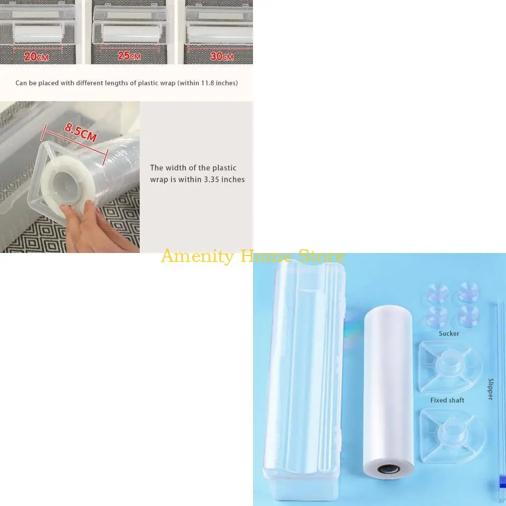 F26C Plastic Cling Wrap Refillable Plastic Wrap Dispenser with Cutter Household Tool