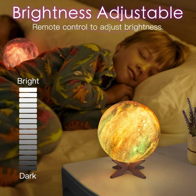 아이 방용 달 램프 야간 조명, 갤럭시 라이트 달 조명, 방 장식, 충전식 생일 선물