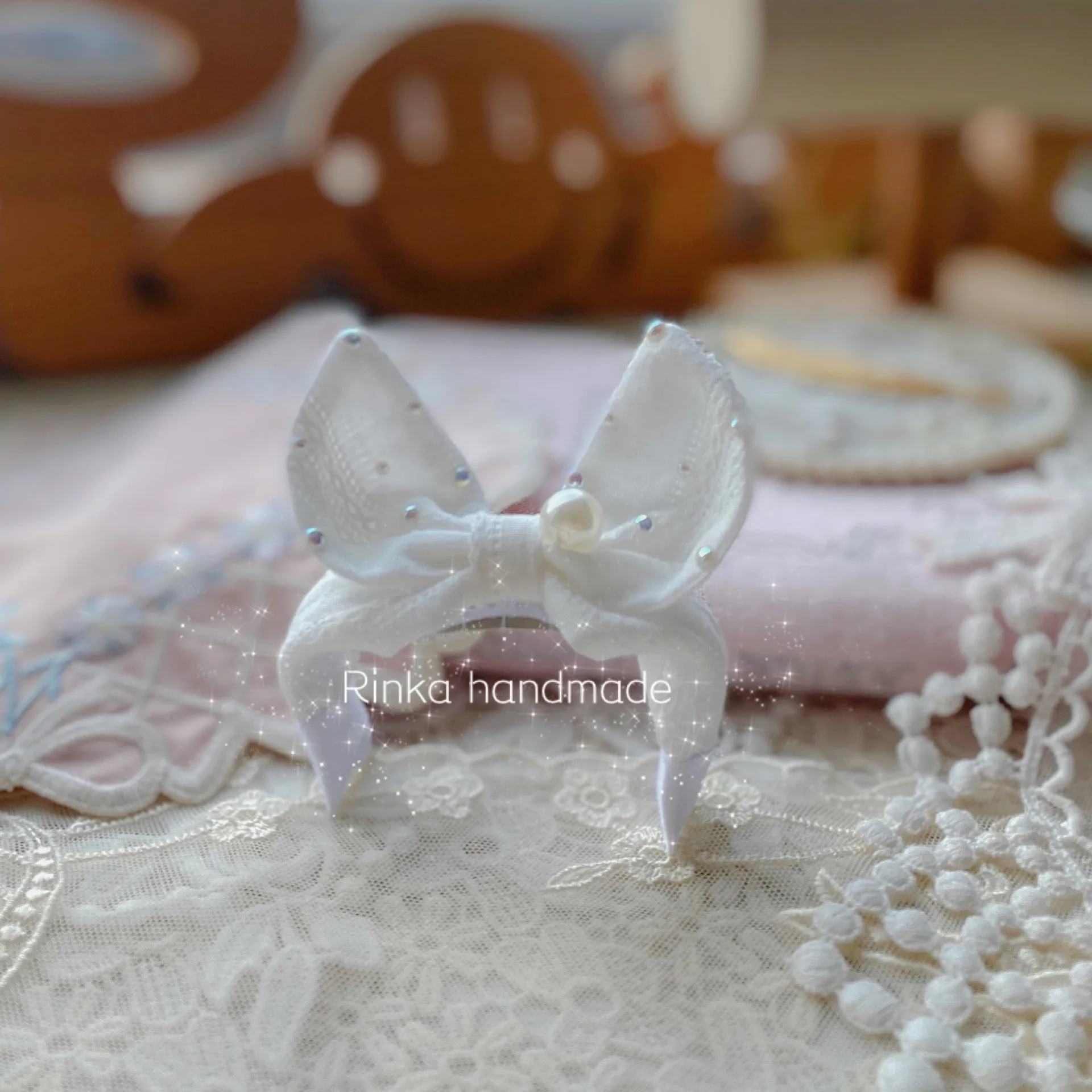 New Manual Pet Rabbit Ears Tire Dog Teddy Yorkshire could xi shi pink pearls hair band