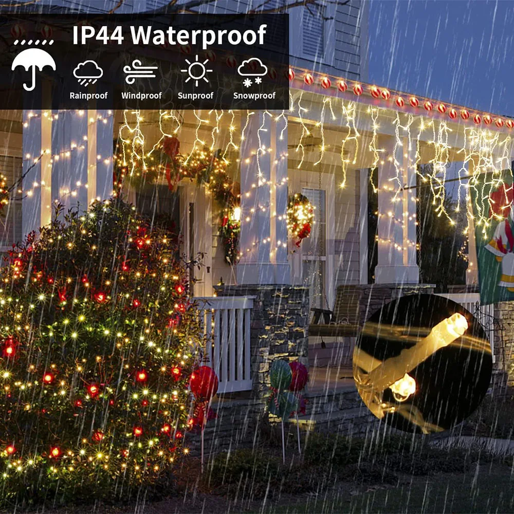 LED الستار جليد سلسلة أضواء ، عيد الميلاد جارلاند ، ديكور عطلة ضوء ، حديقة ، الشارع ، في الهواء الطلق ، دروب 0.4-0.6 متر ، التيار المتناوب 220 فولت ، 5 متر #2