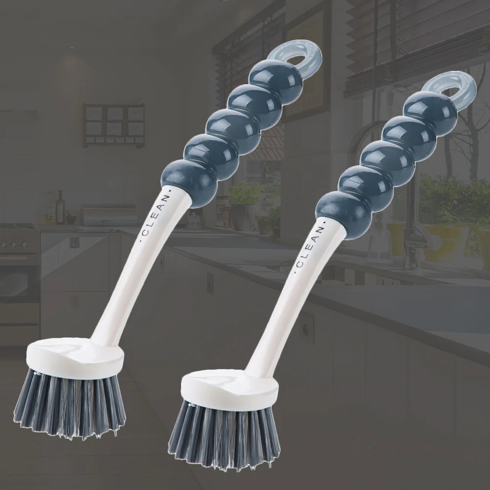 Brosse à vaisselle en plastique souple avec poils de poignée, nettoyeur de cuisine, pot, livres, outil, 2 pièces