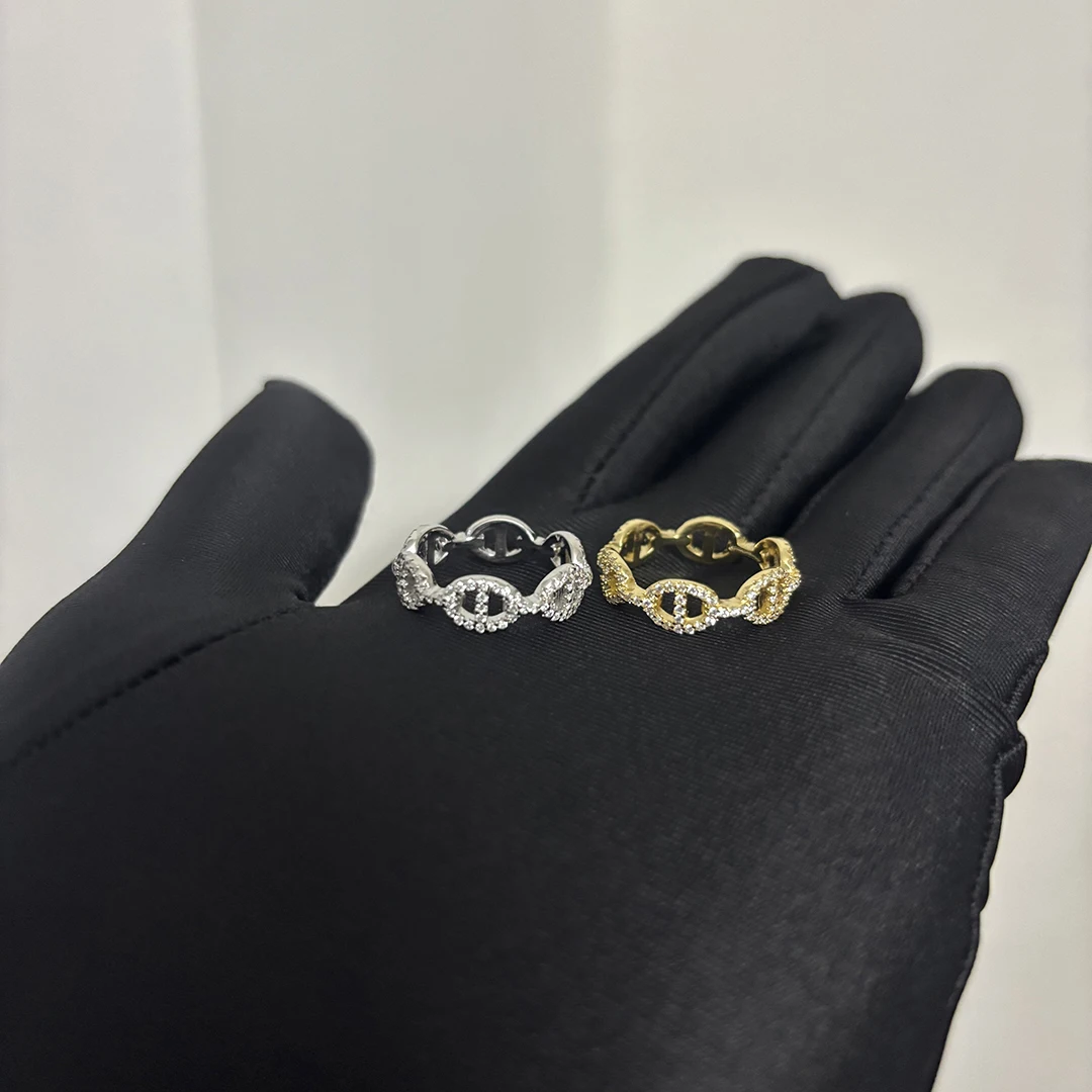 

Классическое простое и модное женское кольцо из серебра S925 с полым дизайном и бриллиантами, праздничный подарок.