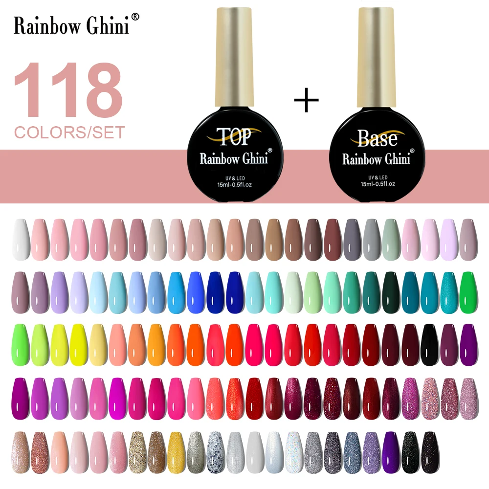 

Rainbow Ghini Gel Nail Polish Set 120 colors Pieces 15ml Semi-permanent Hybrid Nail Art UV LED Varnish Manicure Nail Gel Sets