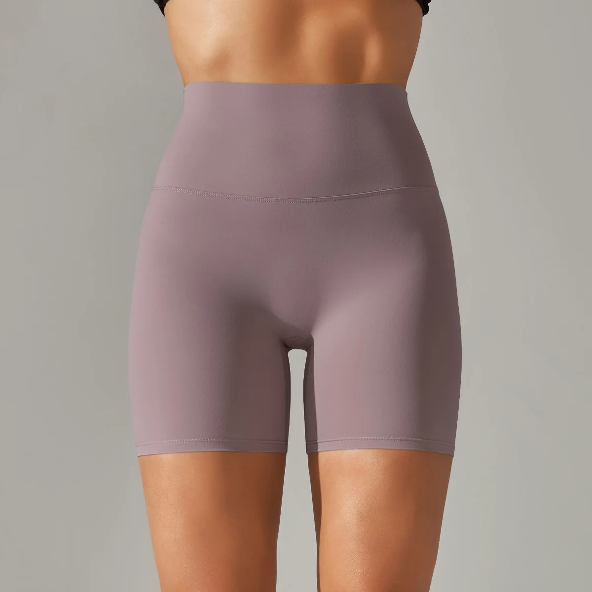 

Spring and summer new solid color yoga shorts double-sided brushed tight high waist elastic fitness three points Yoga pants