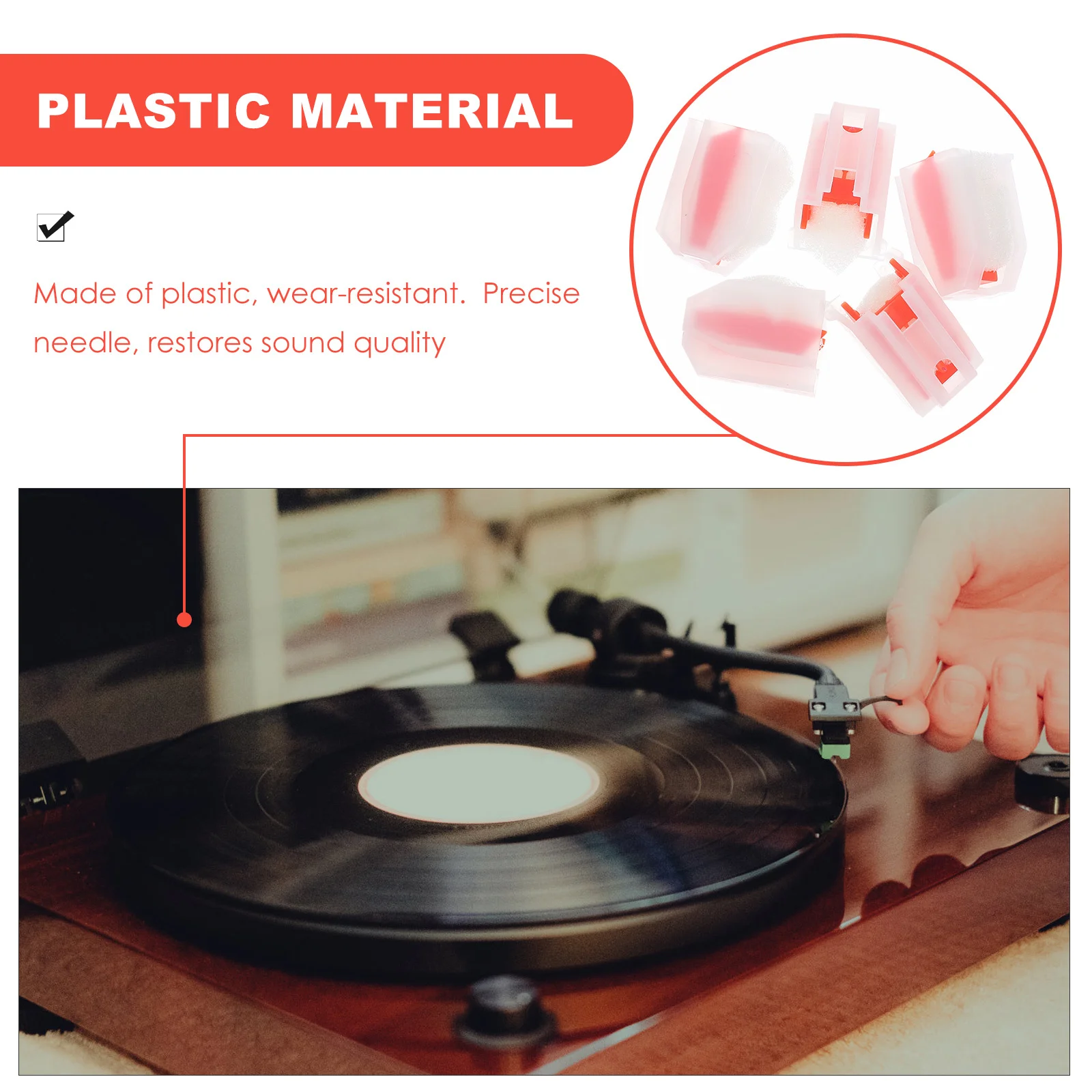 

5Pcs Record Player Stylus Replacement High Precision Tip Long-Lasting Durability Suitable for Pop Jazz Rock Music Enjoyment