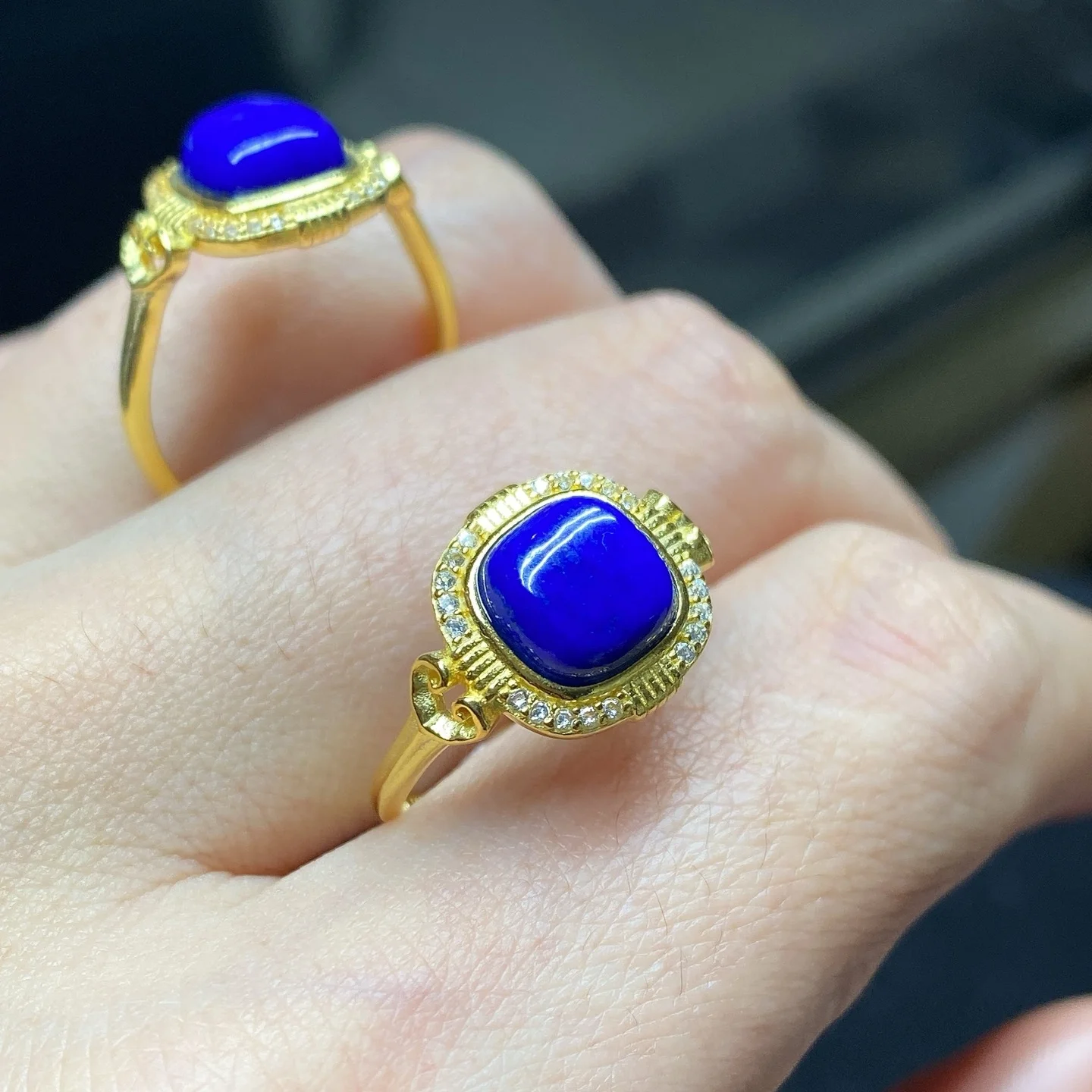 

1 шт. Fengbaowu натуральный лазурит квадратное кольцо 8 мм квадратный кабошон стерлингового серебра 925 пробы рейки целебный камень модные ювелирные изделия подарок