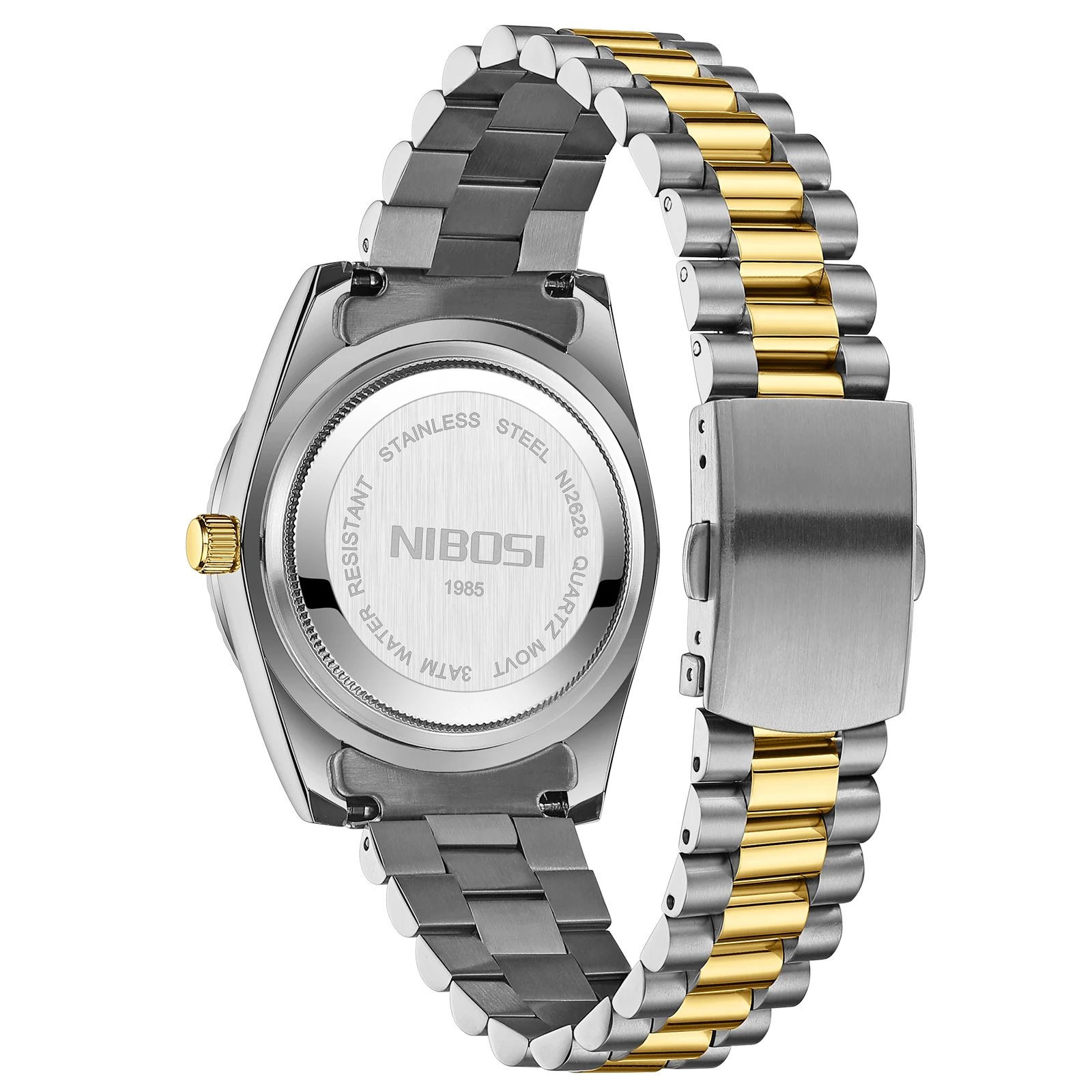 ساعة NIBOSI باللون الذهبي لعرض الأسبوع للرجال من أفضل العلامات التجارية الفاخرة كوارتز ساعة رول مقاومة للماء بتصميم تناظري أنيق وساعة رجالية
