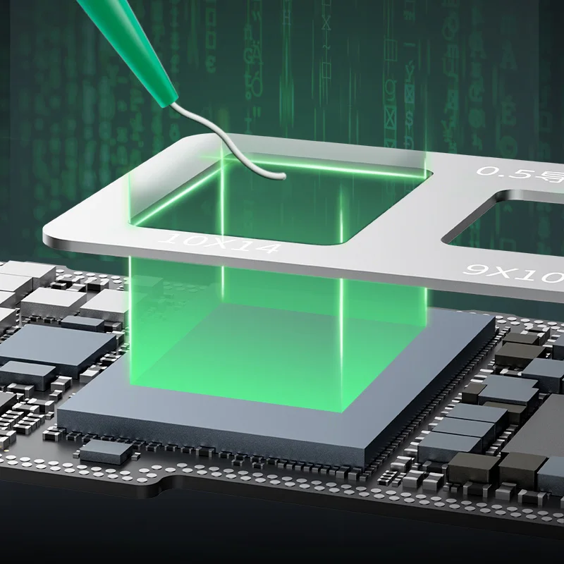 Reparador Thermal Conductive Paste Steel Mesh, Stencil com raspador, Ferramenta de mão para celular, Motherboard, PCB, CPU