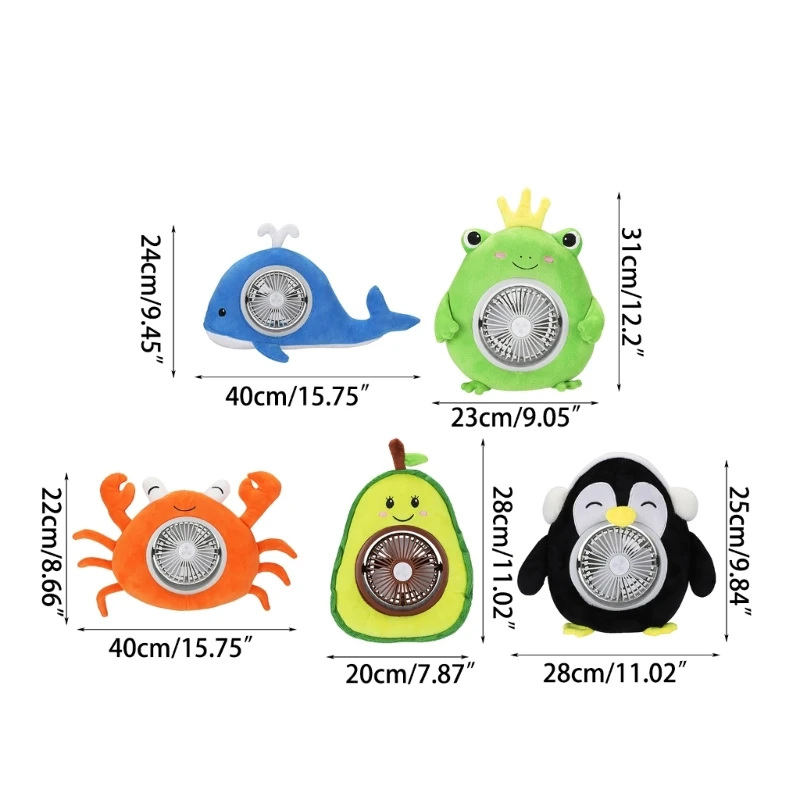 Boneka Lembut Mewah Eksterior Dapat Disesuaikan Sudut 45 ° Baterai 1200MAH Kipas USB Perangkat Pendingin Hadiah Mainan Musim