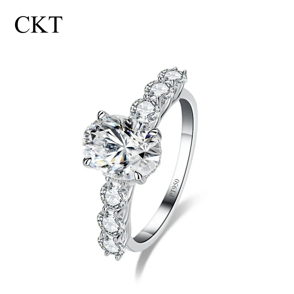 CKT 2CT Full Moissanite Wedding Rings for Women Sparkling Lab Diamond Band with Certificate Platinum Pt950 Fine Jewelry