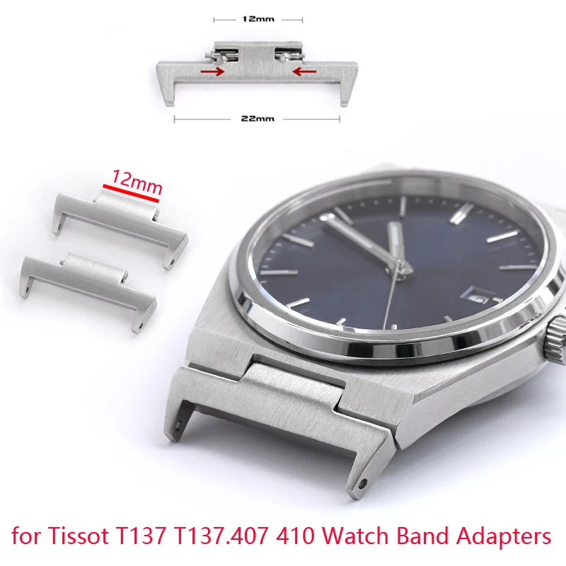 12mm Watch Band Adapters For Tissot PRX Super Player Stainless Steel Adapter T137.407 410 with 22mm Strap Watch Connector