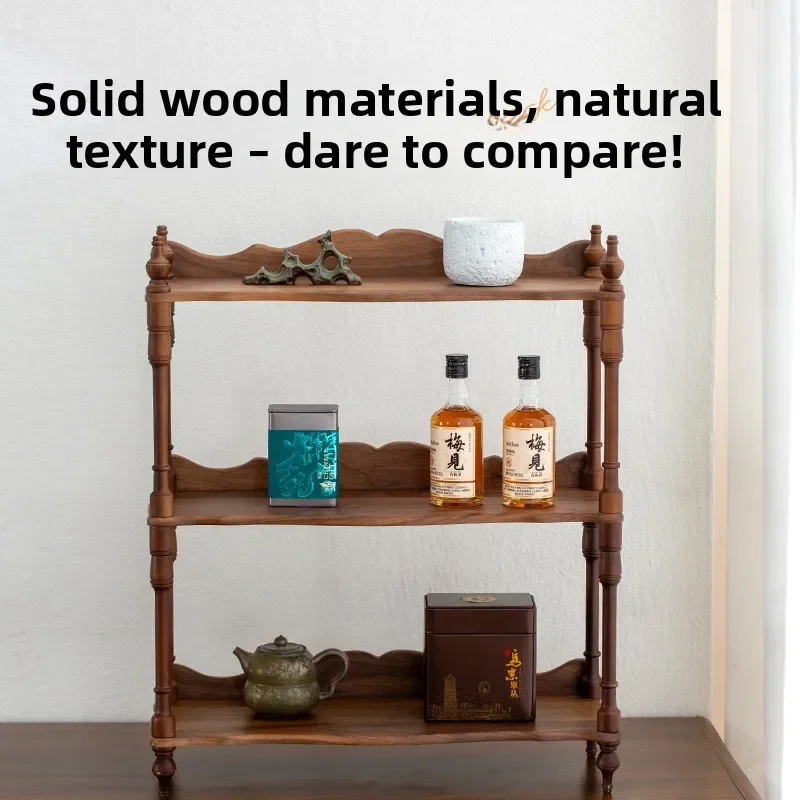 TQH7.2 French retro solid wood cup holder retro desktop countertop coffee cup rack jewelry perfume display shelf