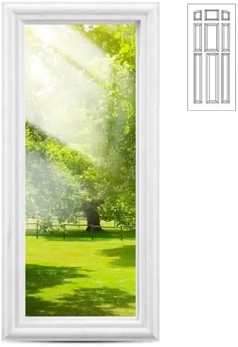 

7" x 18" Entry Door Glass Insert - Low-E Clear Glass with White Exterior – Front Door Window Replacement Kit