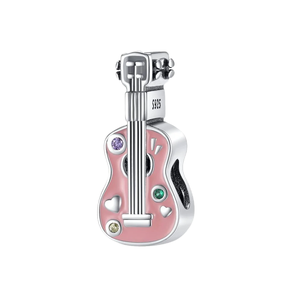 925 sterling silver pendant guitar beads compatible with original bracelet necklace for men and women DIY jewelry gifts