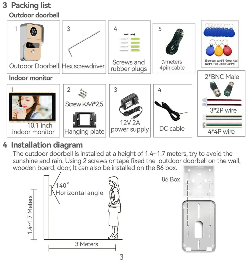 Imagem -05 - Tuya-kit de Vídeo Intercomunicador sem Fio para Sistema de Controle de Acesso Rfid Campainha de Vídeo Aplicativo Inteligente Casa Tela Sensível ao Toque Wifi 10 1080p