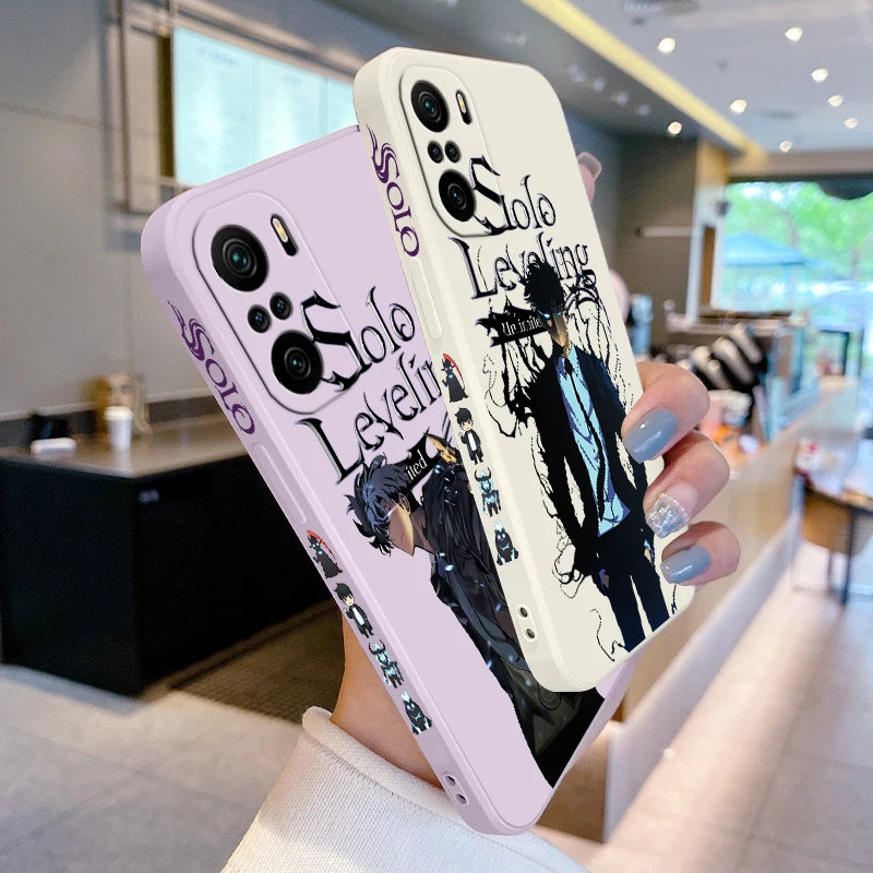 Solo Leveling Main Character For Xiaomi Redmi Note 13 12 12Pro 11 11S 11T 10S 10 Pro Plus 5G Liquid Left Rope Phone Case