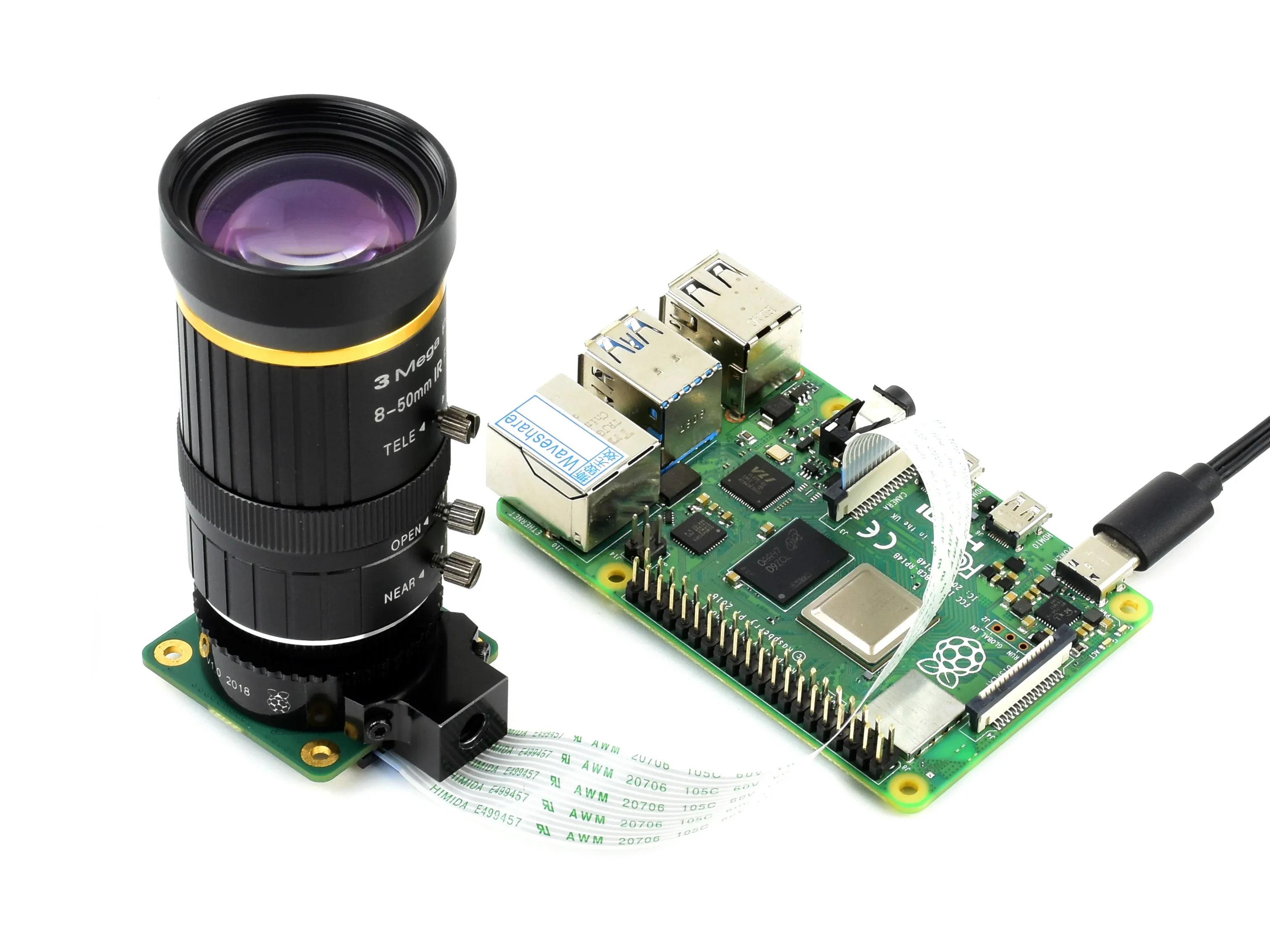 Téléobjectif industriel HD de haute qualité, distance focale 8-50mm, monture C, compatible avec la caméra Raspberry Pi HQ