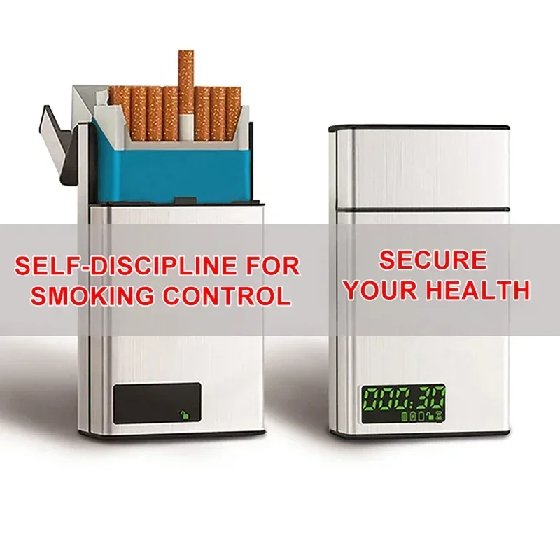 Smart Smoking Cessation Box with LED Display Aluminum Self-Discipline Timer Lock Box Aided Smoking Cessation Device