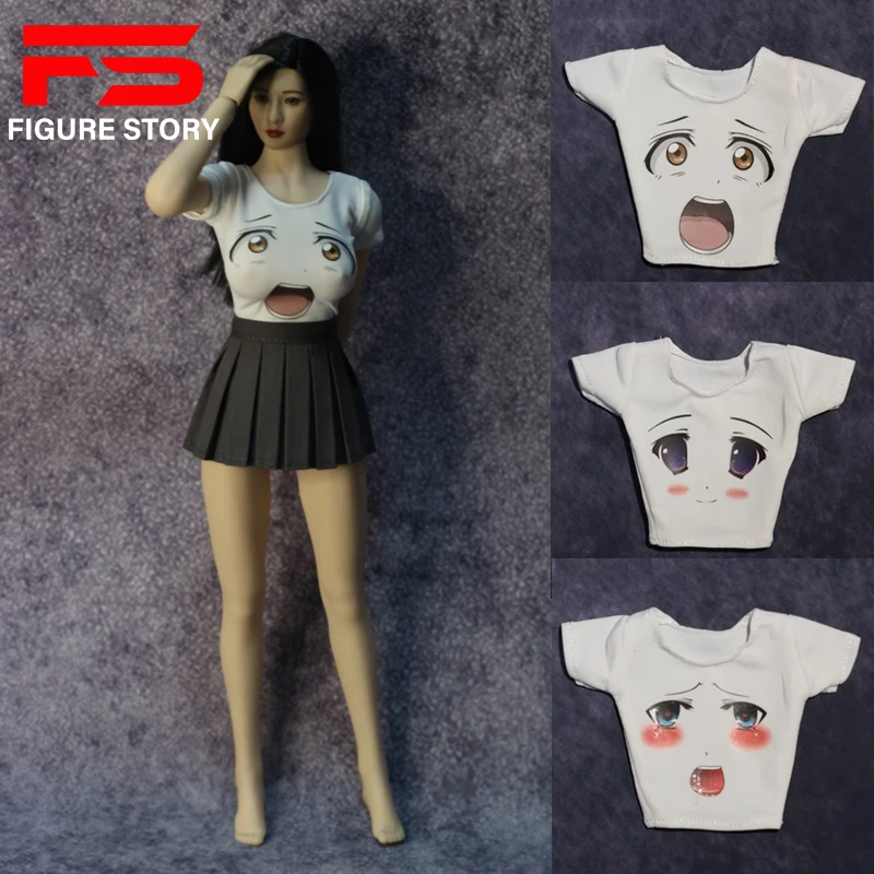 

1/6 scale female dolls clothes Short T-shirt Pleated skirt fit 12'' action figure body model