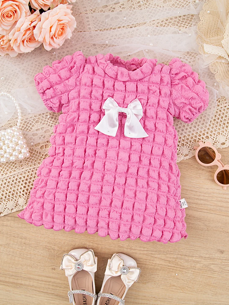 

Summer Girls Bubble Sleeves Skirt Dress Baby Princess Dress Solid Child Accessories
