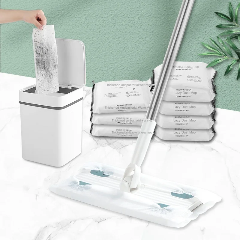 1PCS 3PCS Wet and Dry Mop Simple Thick Static Dedusting Mop Wet Tissue Disposable Lazy Mopping Rag Flat House