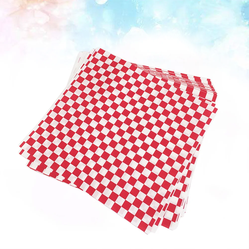 

100Pcs Thick Tear Resistant Red Checkered Baking Paper Sheets Nonstick Multi-Function Food Wrapping Liners for Bbq Bread