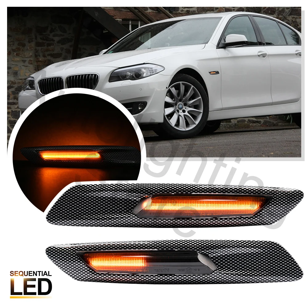

2X Sequential Fender Side Marker Blinker Turn Signal for BMW 5 Series F10 F11 2011 2012 2013