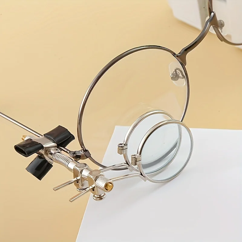 1pc 5X/10X Dual Adjustable Clip-On Magnifying Glass Perfect for Watch Repair, Mobile Phone Servicing, Jewelry Crafting,