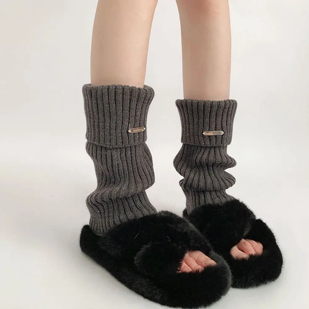 Japanese Style Women's Autumn Winter Knitted Foot Cover Long Socks Leg Warmers Y2K Punk Gothic Crochet Socks Boot Cuffs