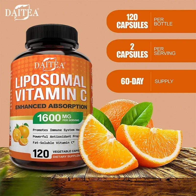 Daitea Vitamin C Complex Liposomal Capsules - 1600 mg Lecithin Collagen Formation - Antioxidant, Energy