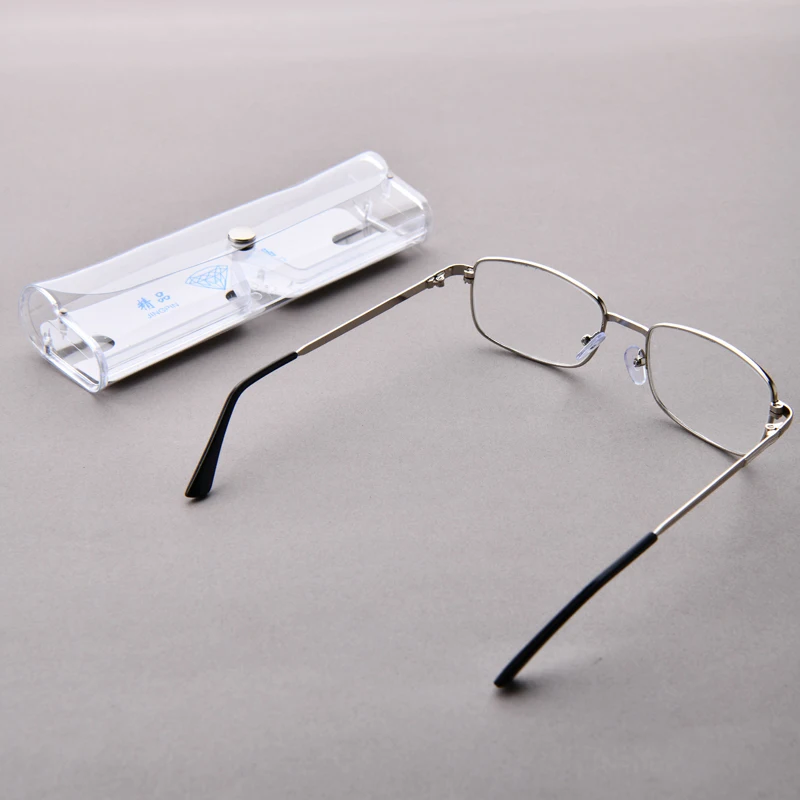 Anti-Scratch Lesebrille Retro Quadrat Presbyopie Brillen Mit Glas Linsen Metall Hyperopie Brillen männer gläser + 3,5 + 4 – Detail 7
