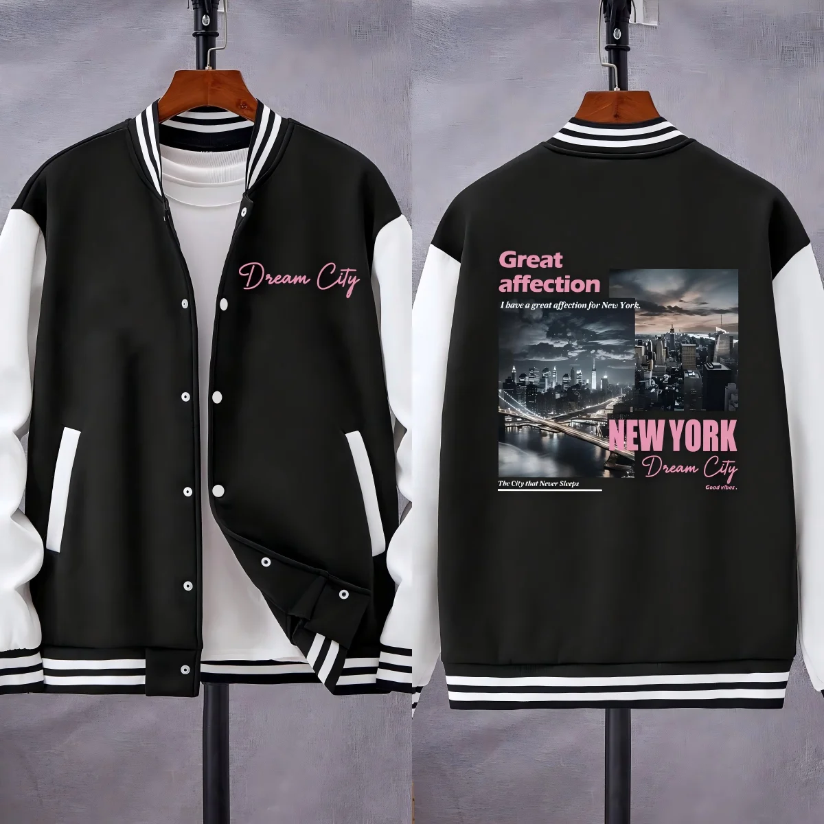 

Мужская бейсбольная форма New York Dream City Great Affection с принтами в стиле хип-хоп, флисовая уличная одежда, осенняя повседневная одежда, мужские куртки