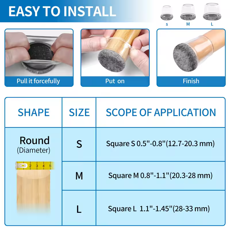 16PCS Silicone Chair Leg Caps Non-Slip Prevent Scratches Silent  Hardwood Floor Protector Waterproof Felt Furniture Feet Pad - Image 6