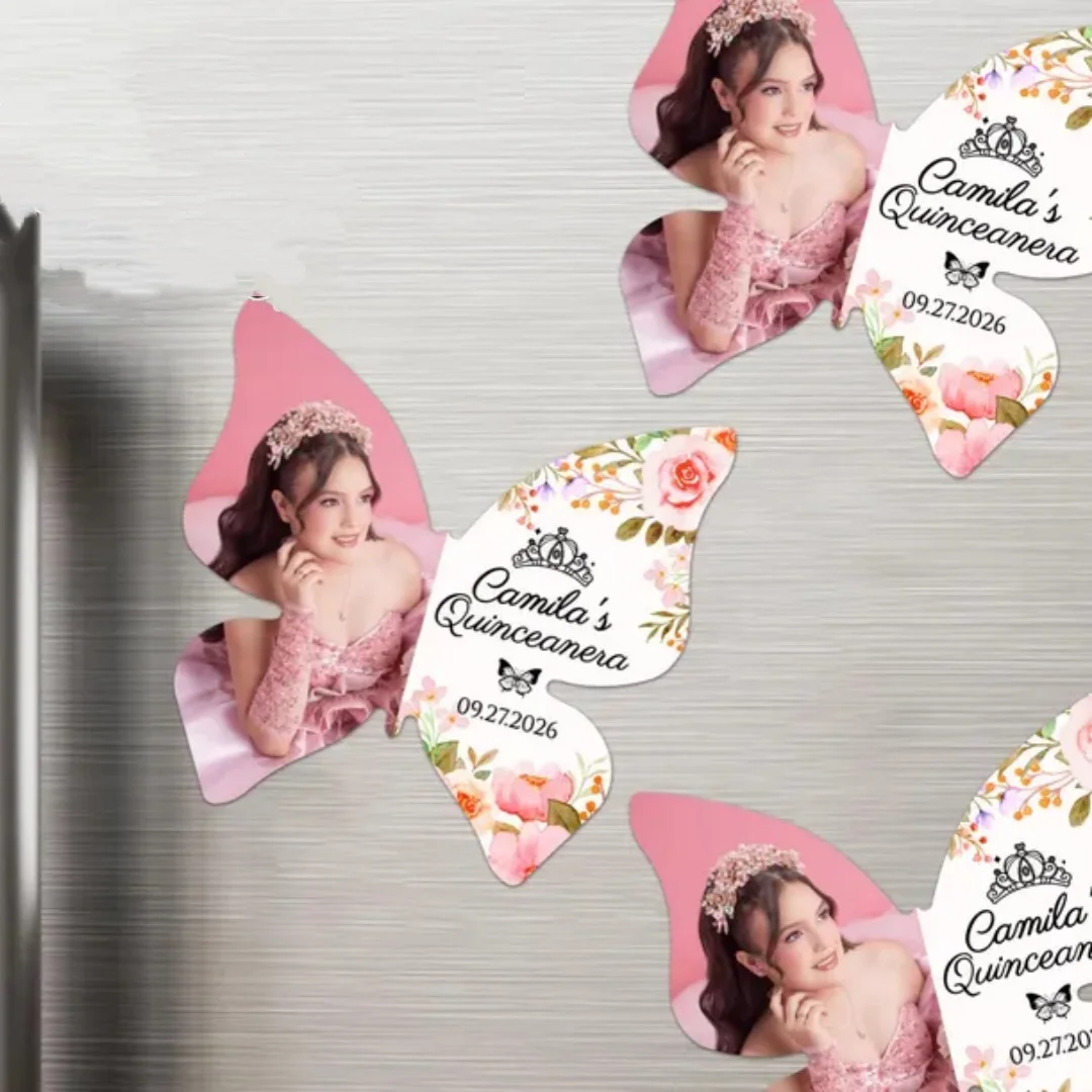 Imanes Personalizados para Quinceañera/Imanes de Mariposa para Quinceañera/Recuerdos para Mis Quince/Imanes para el 16º Cumpleaños/Fiesta de Mis Quinceañera