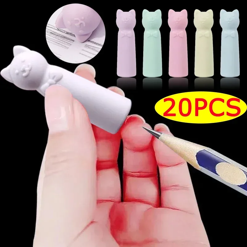 20/10/1PCS Pencil Eraser Toppers Ingenious Cartoon Cat Pen Top Cap Erasers for Kids Teachers Classroom Stationery Supplies