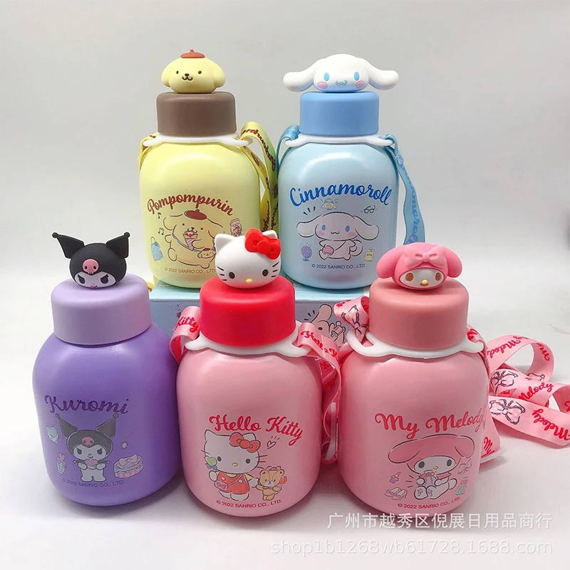 

Sanrio Hello Kitty Thermos Cup Cinnamoroll Kuromi My Melody Anime Student Belt Girl Heart Cartoon Cute Portable Cup Gift for Kid