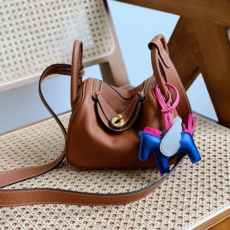 

Togo Handmade Leather Doctor Bag Pillow aped oulder Crossbody Bag for Youth Daily Use Soft Briti Sle Purse