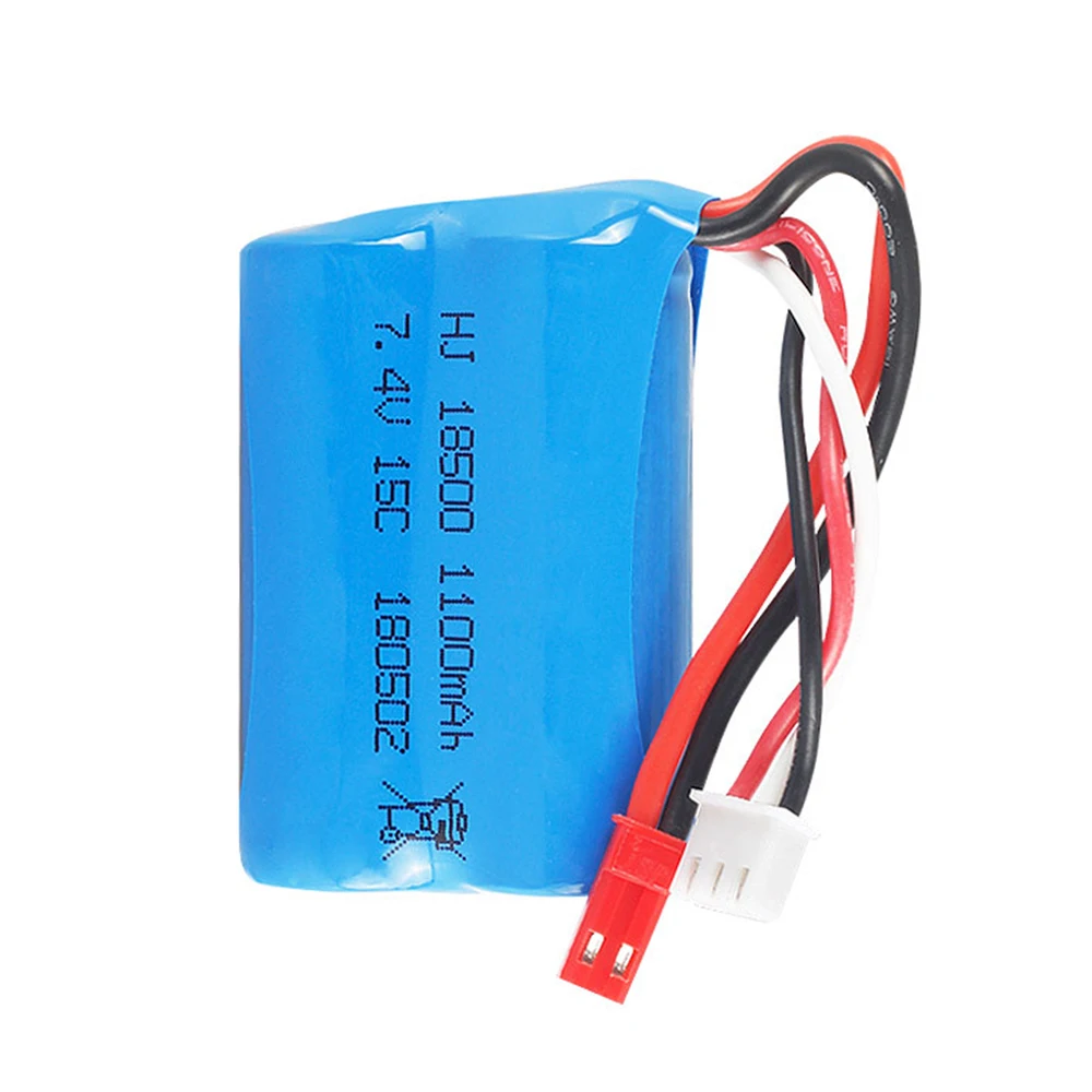 7.4V 1100mAH 15C Lipo Battery For Remote control helicopters cars boats trains toy accessory 7.4 V 18500 toy battery SM/JST Plug