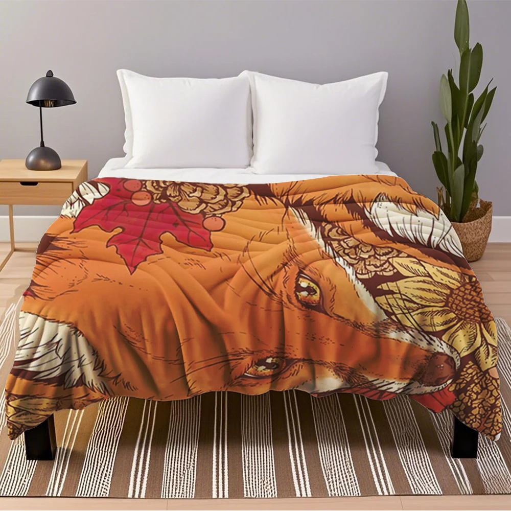 

Flannel Bed Bohemian Blanket Fox Bloom Throw Blanket Bedcover Breathable Blankets Perfect For Hotels Newborns Car Spring/Autumn