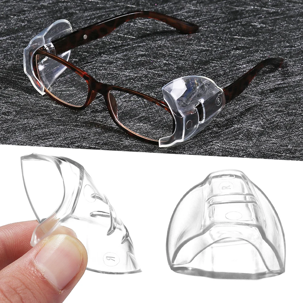 2Pcs Clear Safety Eye Glasses Side Shields For Glasses Slip-On Safety Glasses Flexible Fits Shield Universal