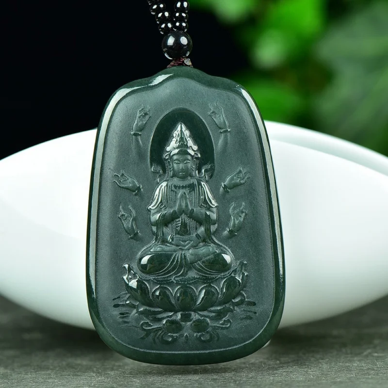 

Hetian Thousand-Hand Guanyin Maitreya Buddha Pendant Green Jade Eight Guardian Deities Twelve Zodiac Charms