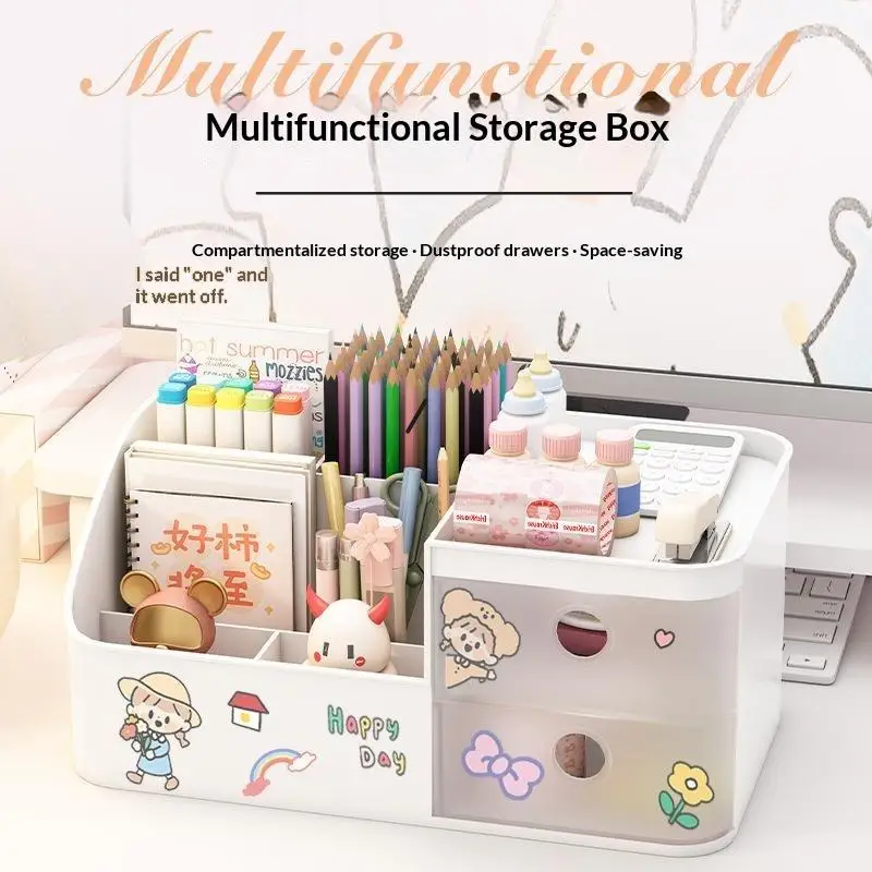 Desktop Storage Box Large Capacity Pen Holder, Suitable For Tidy Desks In Study/Bedroom/Study, Suitable For Daily Storage