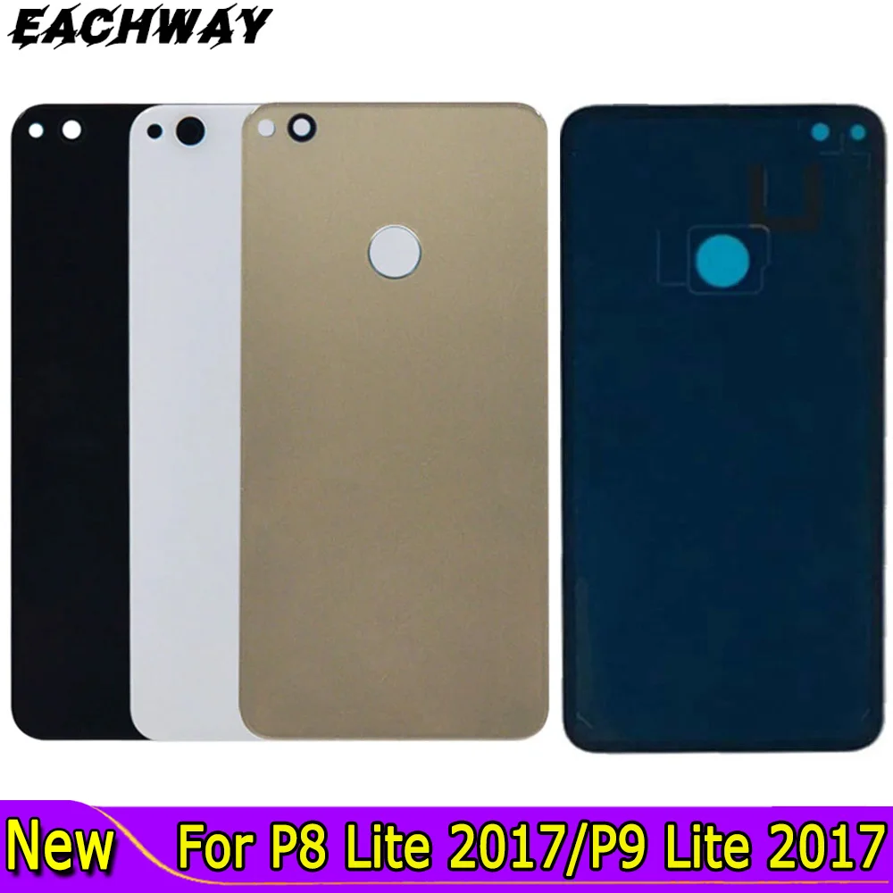 New For Huawei P8 Lite 2017 Back Glass Battery Cover For Huawei P9 Lite 2017 Back Glass Cover Rear Door Housing Case Replacement