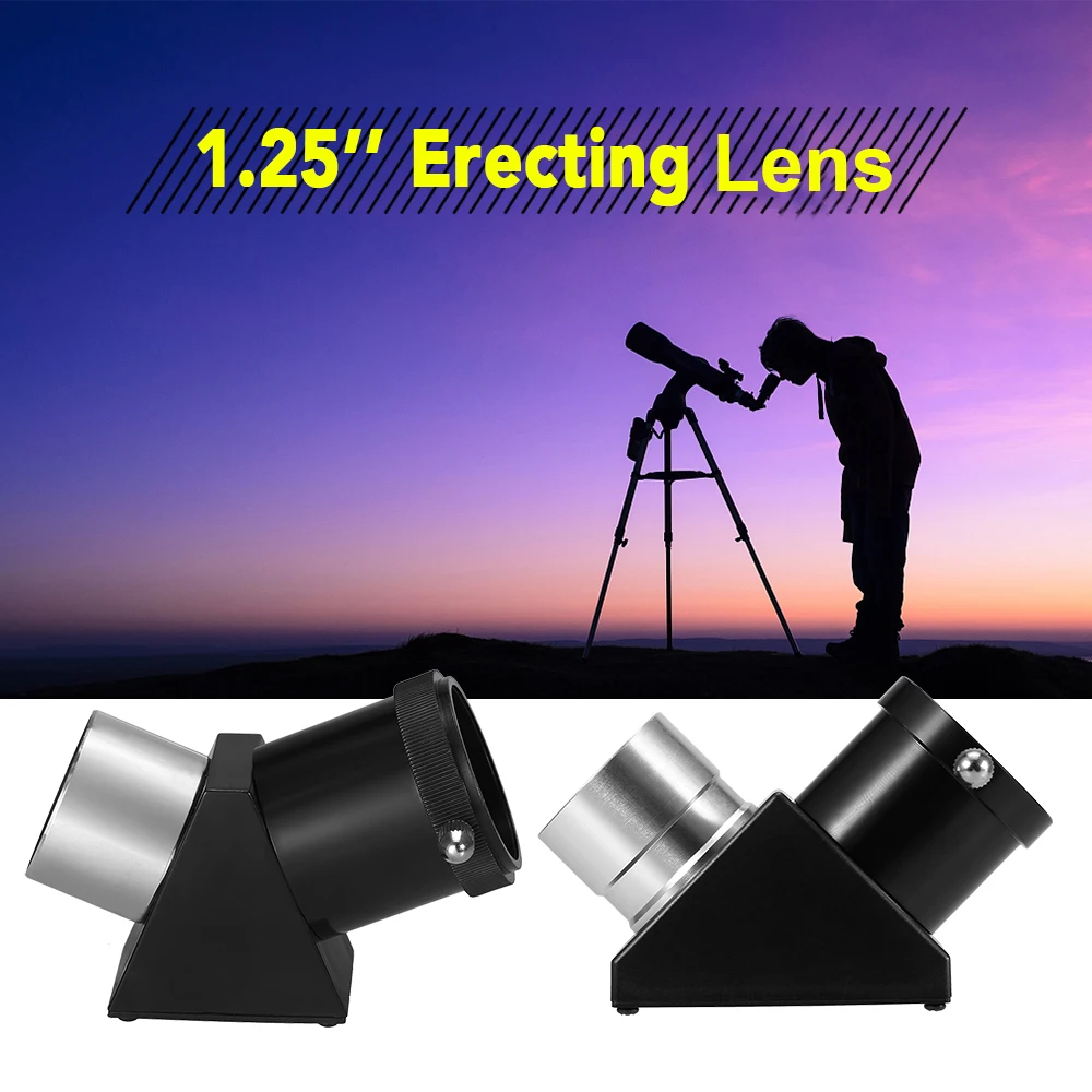 Astronomical Telescope Mirror Erecting 1.25IN 45 / 90 Degrees Zenith Diagonal Adapter Positive Optic Eyepiece Accessories