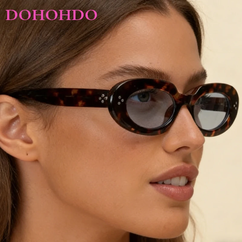 

Retro Small Oval Trendy Rice Nail Decorate Women Sunglasses Brand Design Men Sunglass Outdoor Shade Drive Travel Eyewear UV400